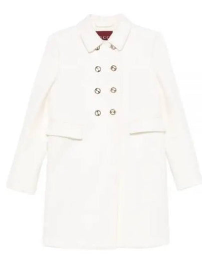 Slim Fit Wool Double Coat White - GUCCI - BALAAN 2