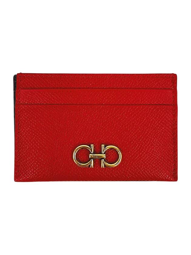 Gancini Card Wallet Lipstick Red - SALVATORE FERRAGAMO - BALAAN 2