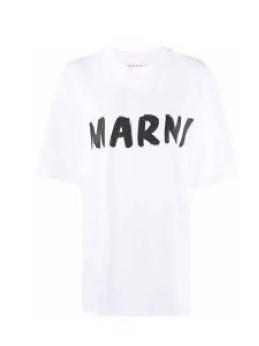 Logo Lettering Boxy Fit Short Sleeve T-Shirt White - MARNI - BALAAN 2