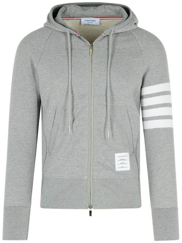 Engineered 4 Bar Diagonal Zip Up Hoodie Light Grey - THOM BROWNE - BALAAN 2