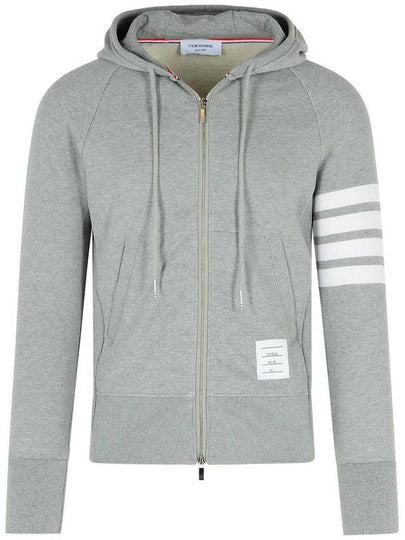 Engineered 4 Bar Diagonal Zip Up Hoodie Light Grey - THOM BROWNE - BALAAN 2