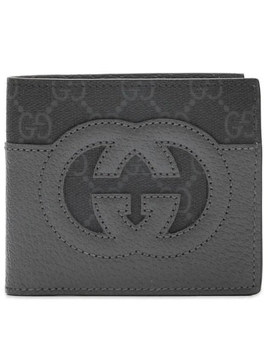 Interlocking G Cut Out Half Wallet Grey - GUCCI - BALAAN 1