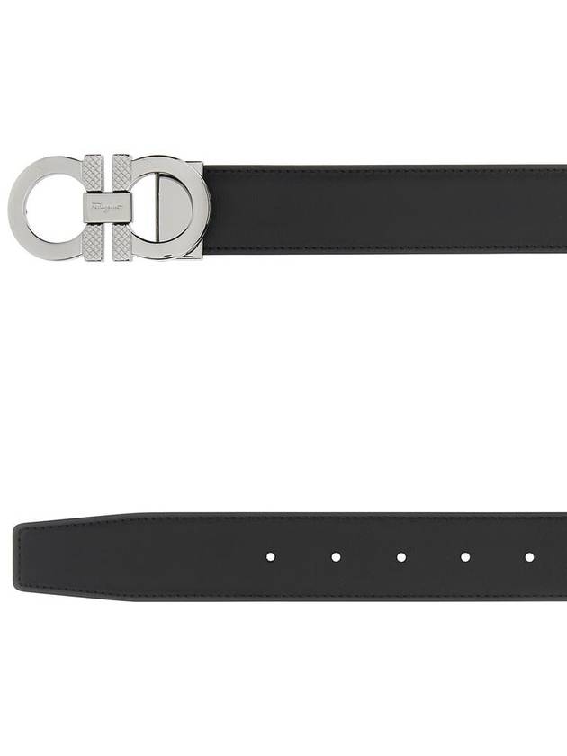 Reversible Leather Belt Black - SALVATORE FERRAGAMO - BALAAN 3