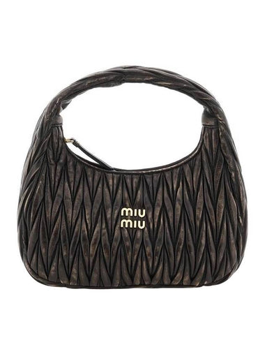 Wander Matelasse Nappa Leather Hobo Bag Black - MIU MIU - BALAAN 1