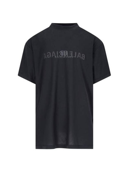 Logo Print Short Sleeve T-Shirt Black - BALENCIAGA - BALAAN 1