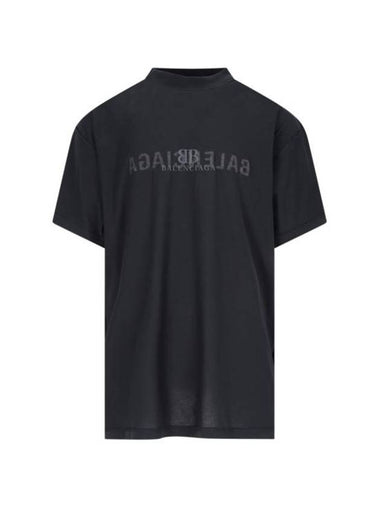 Logo Print Short Sleeve T-Shirt Black - BALENCIAGA - BALAAN 1