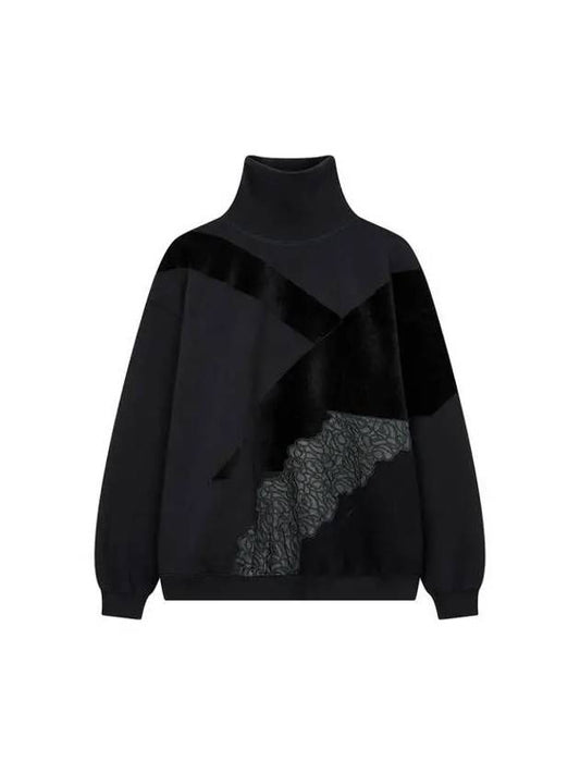 Patchwork turtleneck sweatshirt black 270432 - STELLA MCCARTNEY - BALAAN 1