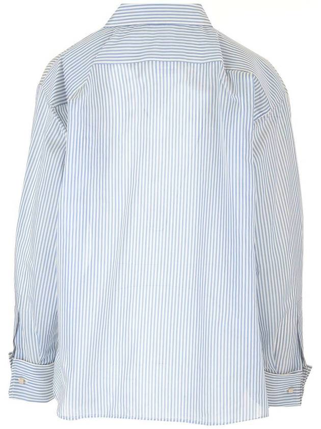 Vertigo Striped Cotton Shirt White Blue - MAX MARA - BALAAN 3