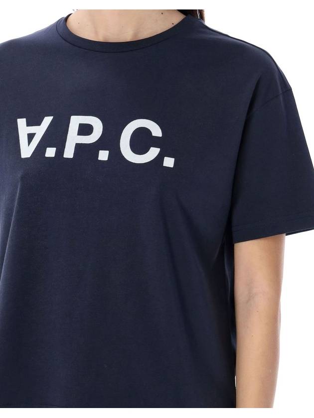 Logo Print Crew Neck Short Sleeve T-Shirt Navy - A.P.C. - BALAAN 4