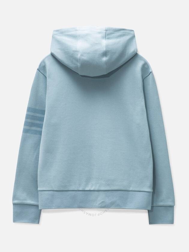 4 Bar Double Face Knit Hoodie Light Blue - THOM BROWNE - BALAAN 3