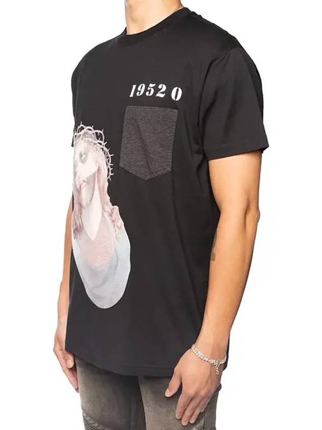 Jesus Leather Pocket Short Sleeve T-Shirt Black - GIVENCHY - BALAAN 4