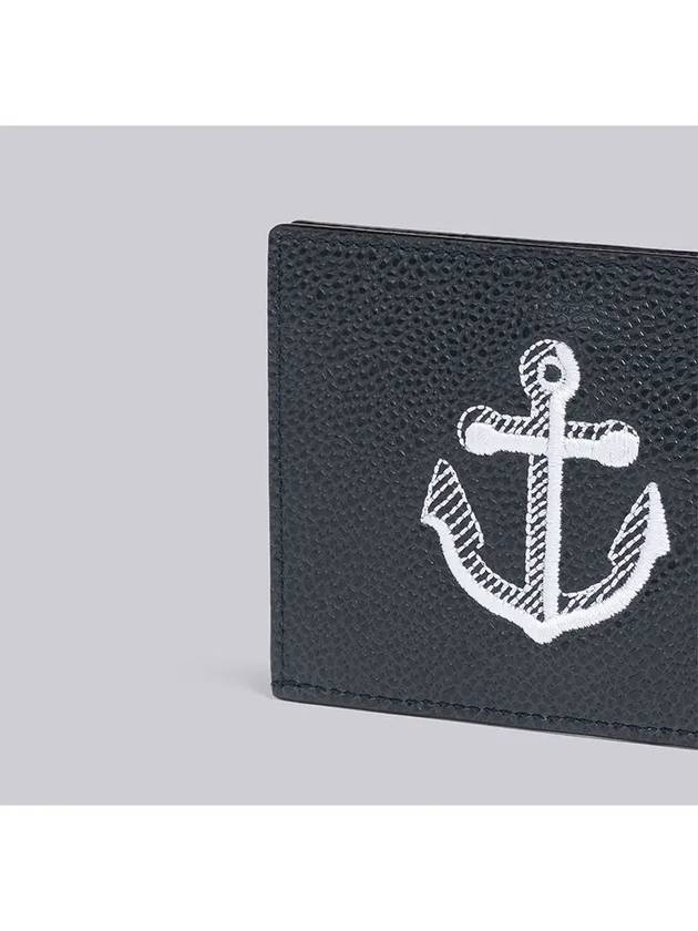 Pebble Grain Anchor Card Wallet Navy - THOM BROWNE - BALAAN 4