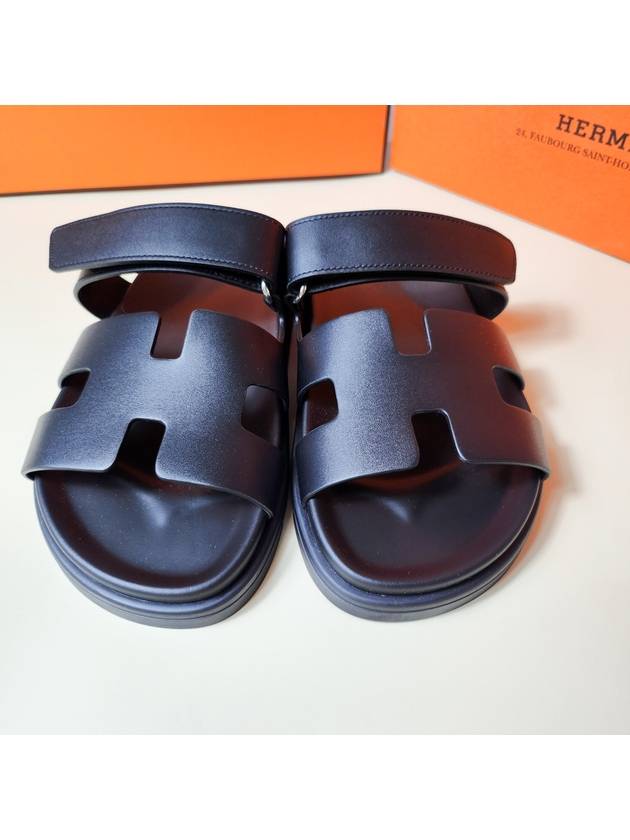 Chypre Calfskin Sandals Black - HERMES - BALAAN 9