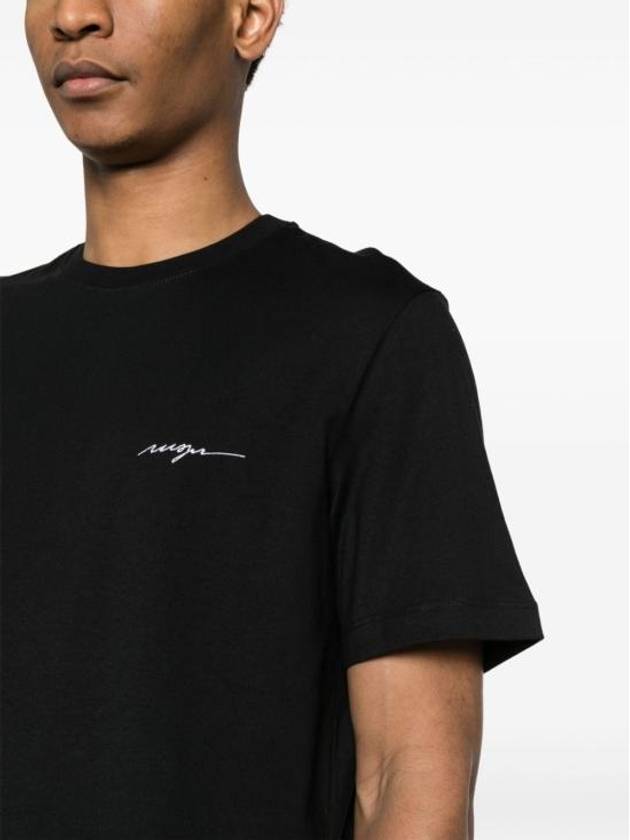 Embroidered Logo Cotton Short Sleeve T-shirt Black - MSGM - BALAAN 3