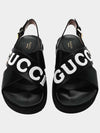 Women's Logo Leather Sandals Black - GUCCI - BALAAN 3