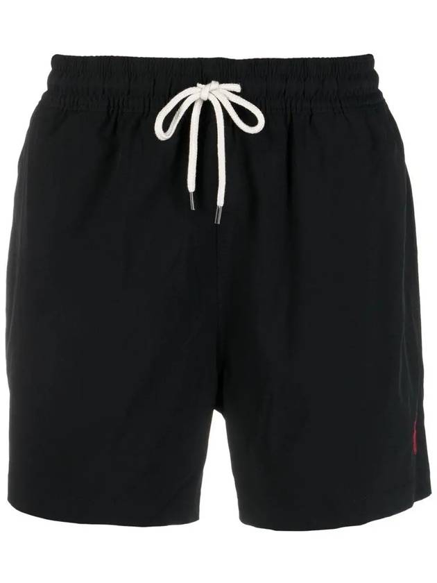 Men's Embroidered Red Logo Swim Shorts Black - POLO RALPH LAUREN - BALAAN 3