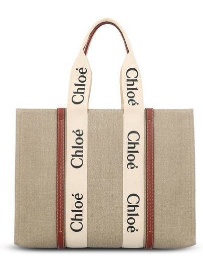 Woody Large Tote Bag White Brown Beige - CHLOE - BALAAN 2