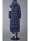 Downfilled Ripstop Classic 4 Striped Hoodie Down Long Padding Navy - THOM BROWNE - BALAAN 5