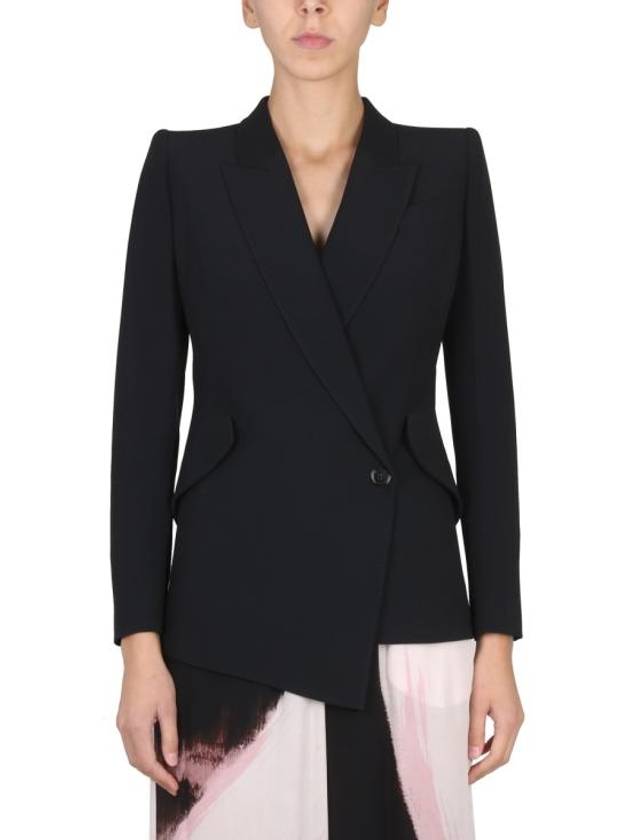 Women's Crepe Blazer Jacket Black - ALEXANDER MCQUEEN - BALAAN 3