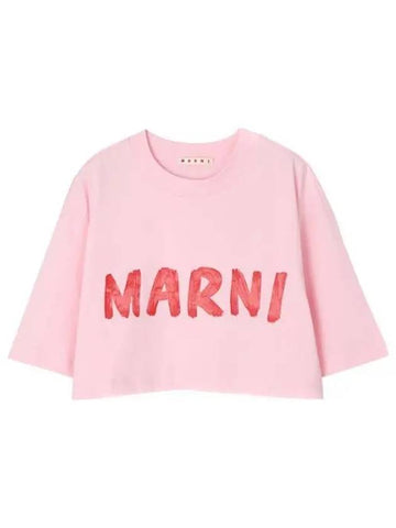 Logo Cotton Crop T Shirt Short Sleeve Women s Tee - MARNI - BALAAN 1