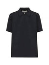 Straight Hem Zipper Short Sleeve Polo Shirt Black - JIL SANDER - BALAAN 2