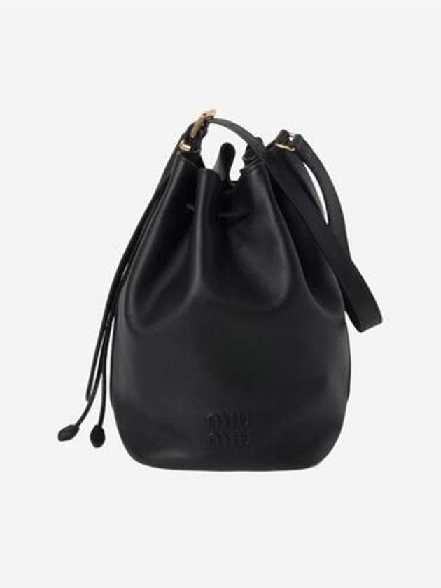 Logo Leather Bucket Bag Black - MIU MIU - BALAAN 2