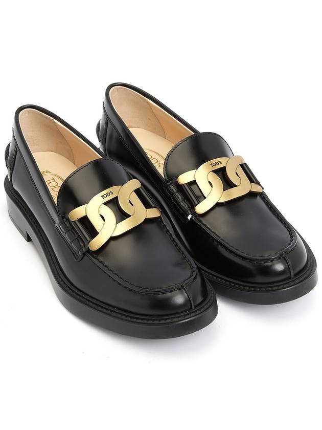 Brushed Leather Chain Loafers Black - TOD'S - BALAAN 4