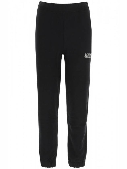 Side Logo Cotton JoGGer Track Pants Black - GANNI - BALAAN 1