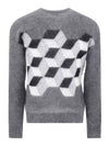 mohair knit top gray - MONCLER - BALAAN.