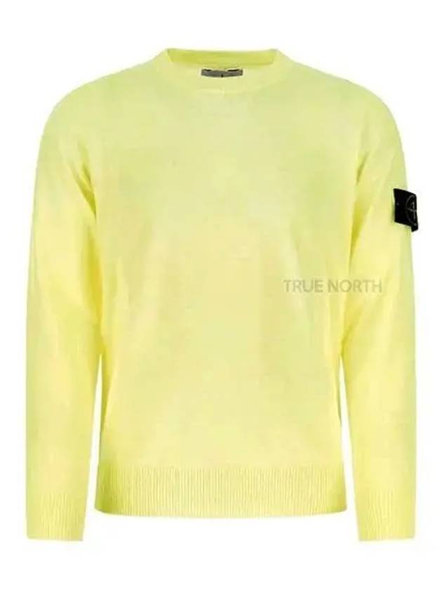 Men s 7715510C4 V0031 Wappen Patch Round Wool Knit Lemon 1060922 - STONE ISLAND - BALAAN 1