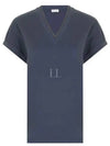 Monilli V-Neck Short Sleeve T-Shirt Night Sky - BRUNELLO CUCINELLI - BALAAN 2