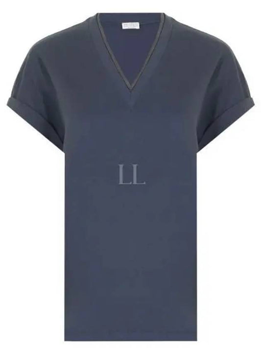 Monilli V-Neck Short Sleeve T-Shirt Night Sky - BRUNELLO CUCINELLI - BALAAN 2