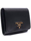 Vitello Gold Hardware Logo 3-fold Wallet Black - PRADA - BALAAN 4