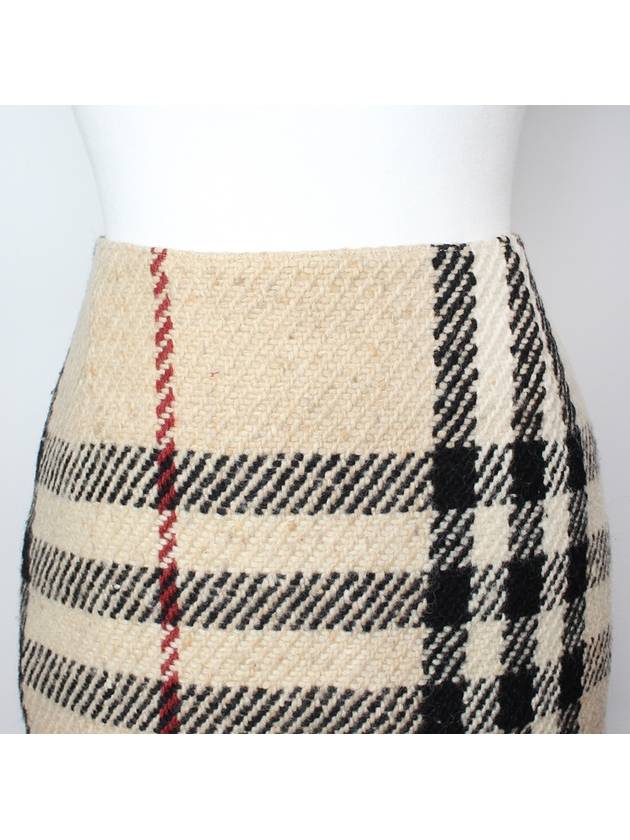 Beige pure wool check skirt 44 - BURBERRY - BALAAN 4