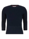 Wool Chevron Pullover Knit Top Navy - THOM BROWNE - BALAAN 1