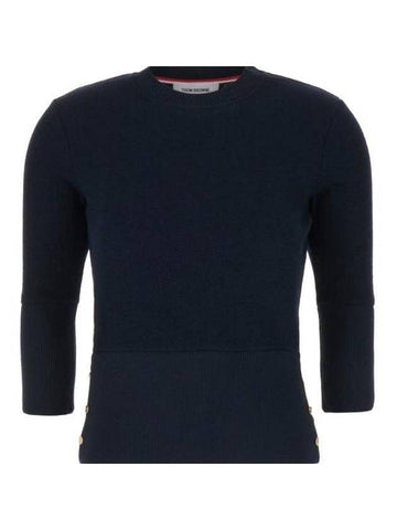 Wool Chevron Pullover Knit Top Navy - THOM BROWNE - BALAAN 1