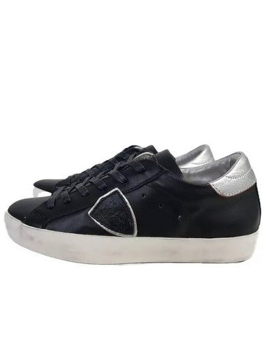 Height Raising Insole Vintage Leather Low Top Sneakers Black - PHILIPPE MODEL - BALAAN 1