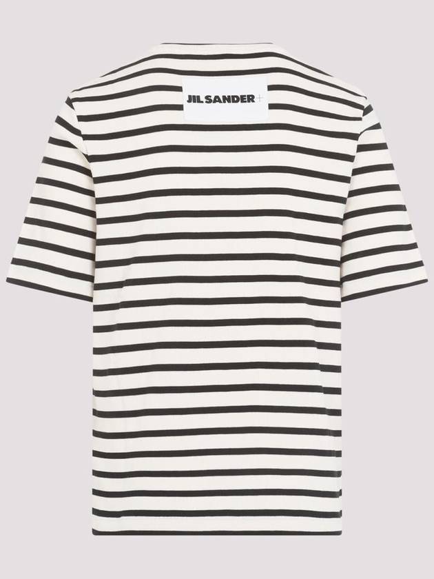 Striped Motif Cotton Short Sleeved T-shirt Beige Grey - JIL SANDER - BALAAN 3