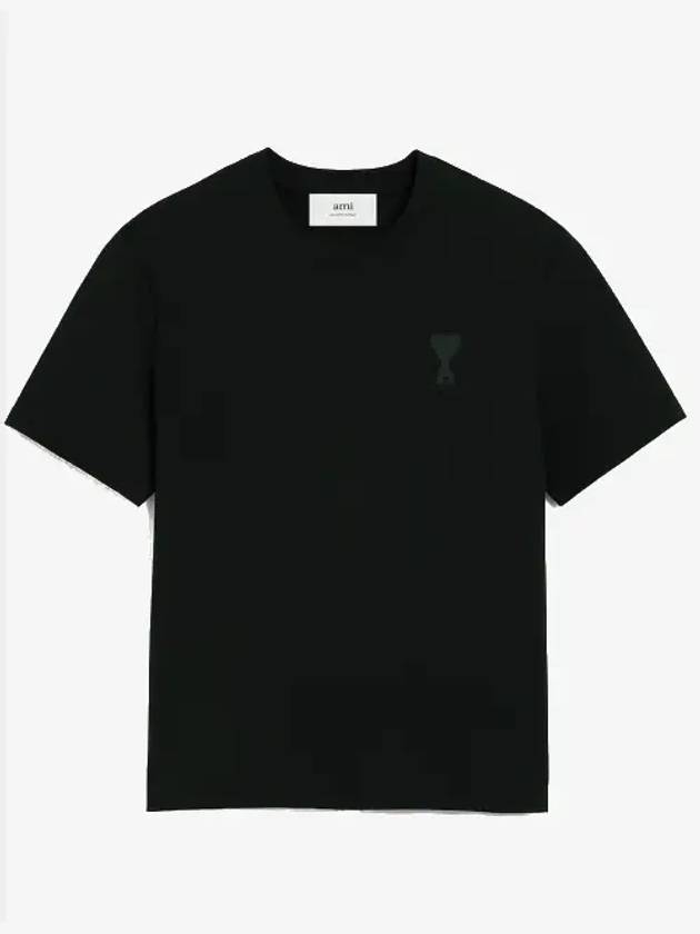 Small Heart Logo Short Sleeve T-Shirt Black - AMI - BALAAN 3