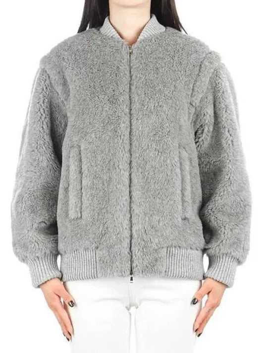 Women's Terry Wool Cashmere Zip-up Jacket Grey - MAX MARA - BALAAN 2