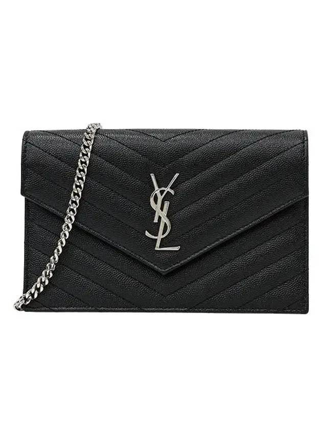 Monogram Matelasse Envelope Chain Cross Bag Black - SAINT LAURENT - BALAAN 2