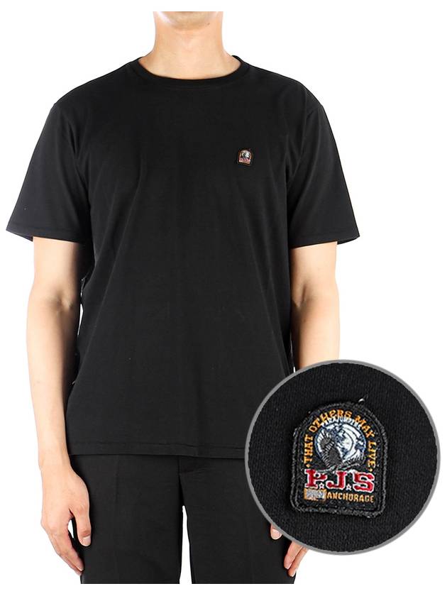 Logo Patch Crew Neck Cotton Short Sleeve T-Shirt Black - PARAJUMPERS - BALAAN 2