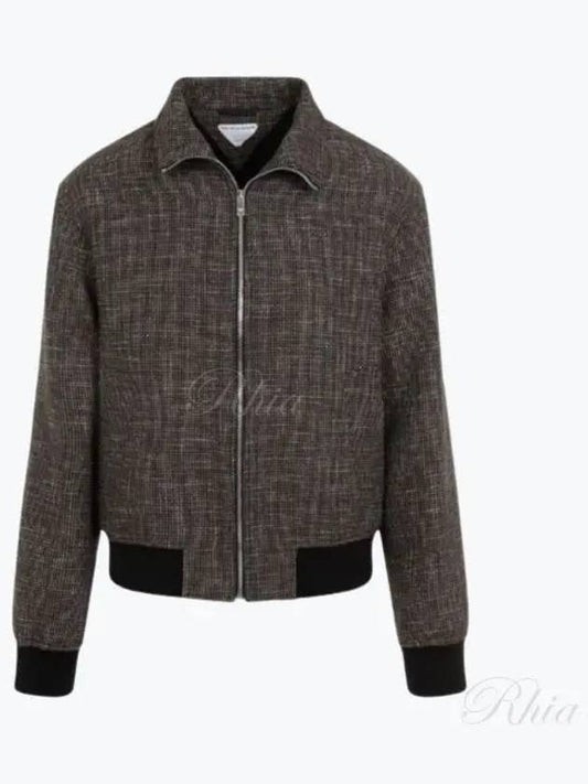 Pied De Poule Blouson Zip Up Jacket Black Charcoal - BOTTEGA VENETA - BALAAN 2