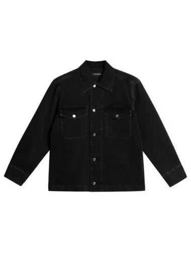 Men's Hunt Overshirt Washed Denim Jacket Black - J.LINDEBERG - BALAAN 1