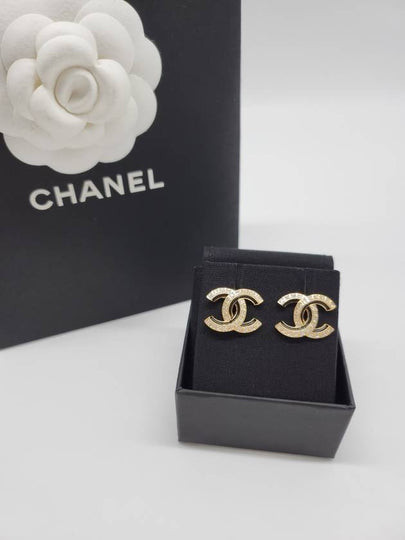 CC Logo Crystal Earrings Black Gold - CHANEL - BALAAN 2