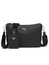 Triangle Logo Saffiano Leather Cross Bag Black - PRADA - BALAAN 3