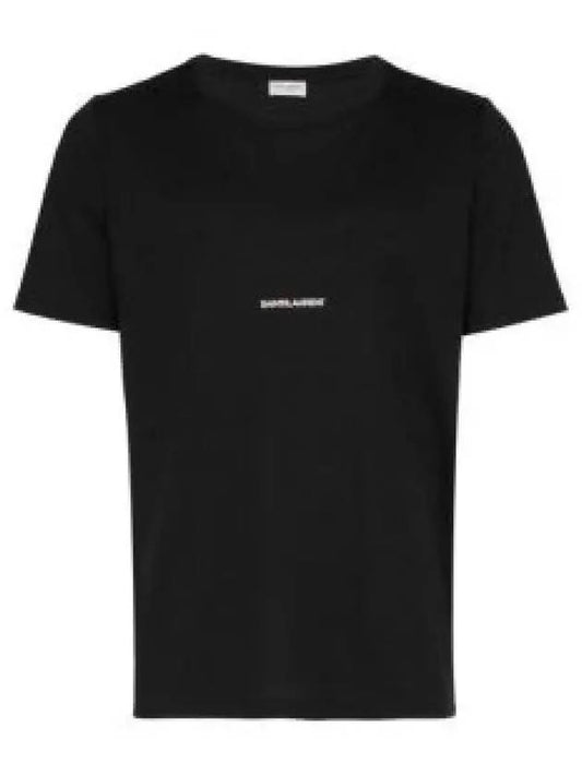 Men's Small Logo Short Sleeve T-Shirt Black - SAINT LAURENT - BALAAN 2