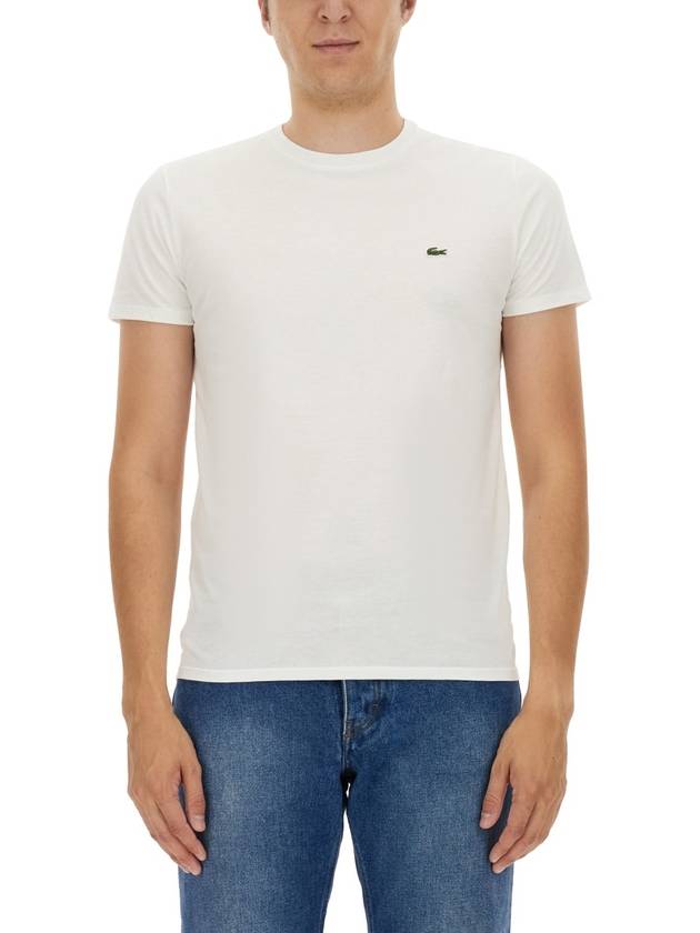 Crew Neck Pima Cotton Jersey Short Sleeve T-Shirt White - LACOSTE - BALAAN 2