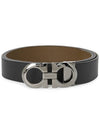 Gancini Reversible Adjustable Leather Belt Cane Sugar Brown Black - SALVATORE FERRAGAMO - BALAAN 3