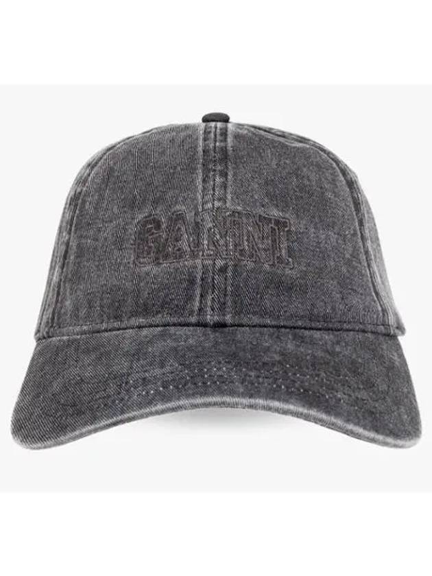 Denim Embroidered Logo Ball Cap Grey - GANNI - BALAAN 3